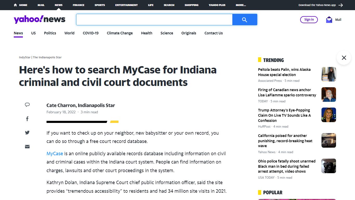 Here's how to search MyCase for Indiana criminal and civil court documents
